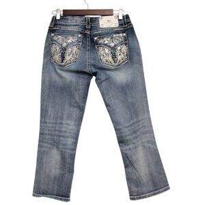 Miss Me Jeans Size 27 Mid Rise Easy Crop Western Rodeo Embellished Embroidered